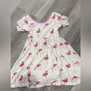 Kyte BABY Flamingo Print Dress in Pink and White